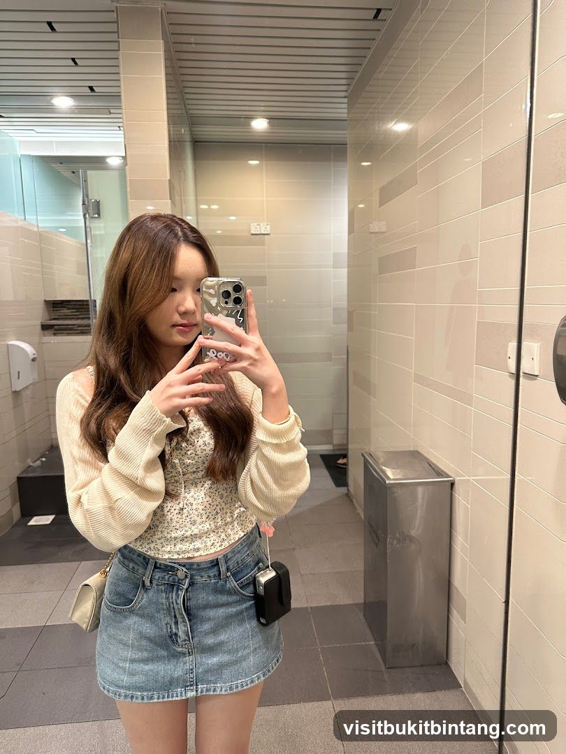 Woman taking a mirror selfie