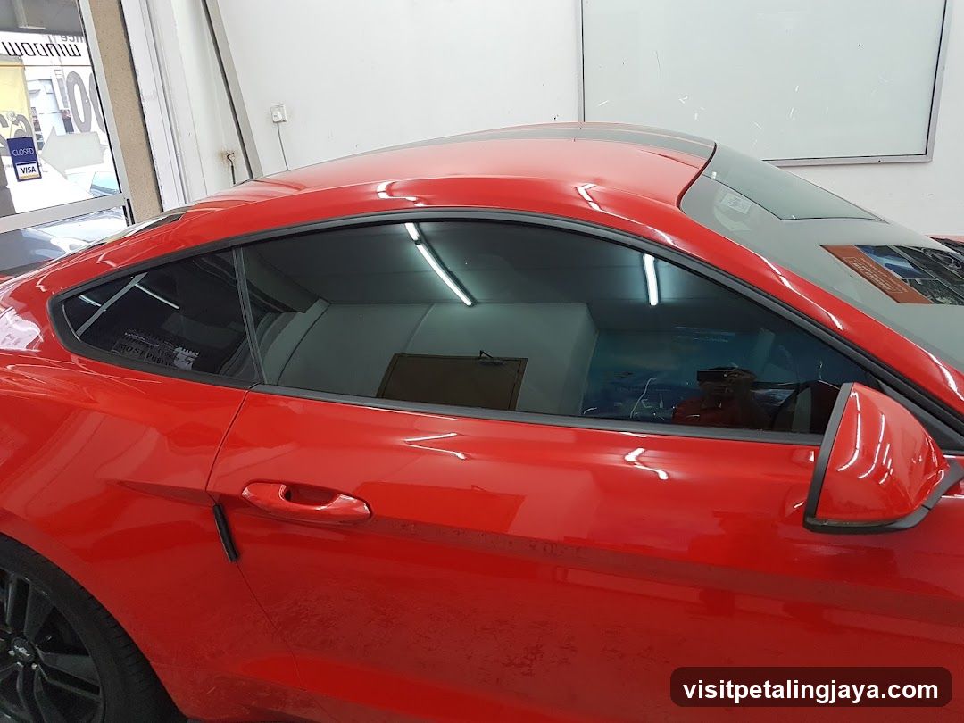Red car interior view