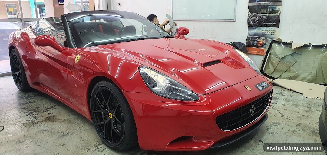 Red Ferrari California in Workshop