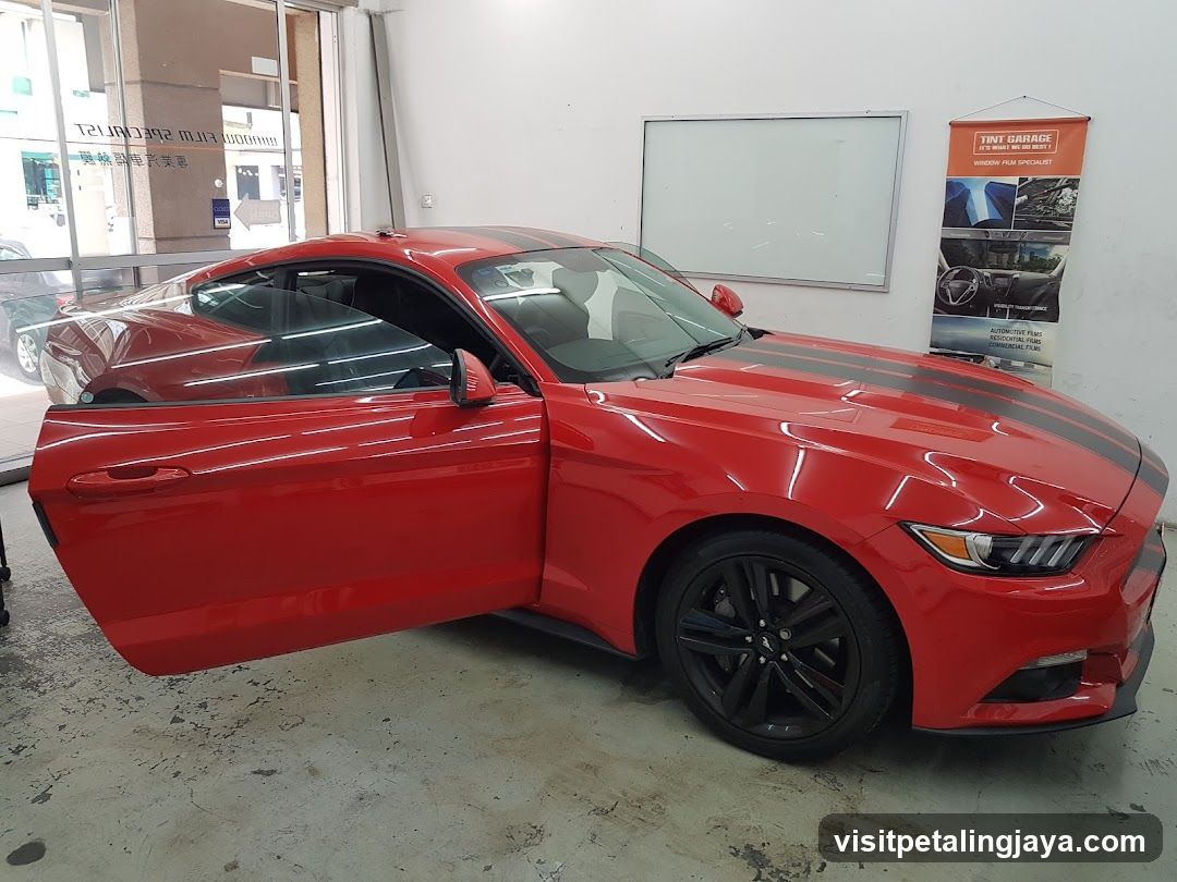 Red Mustang in Workshop