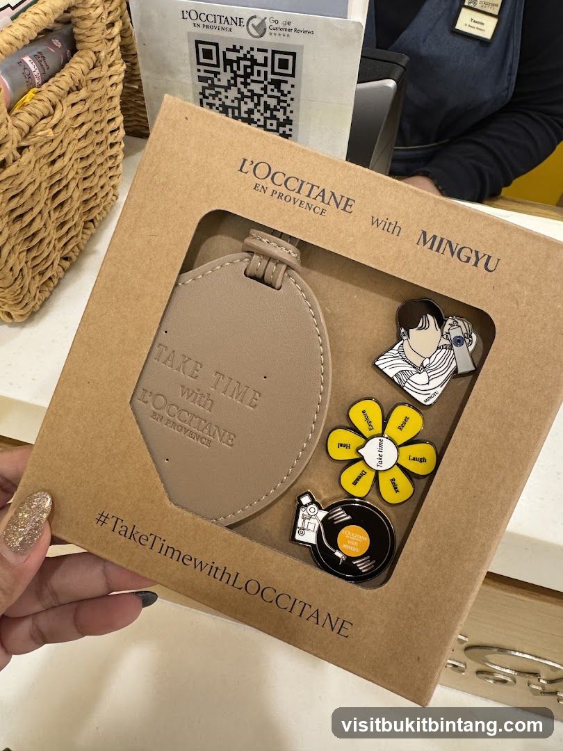 L'Occitane gift set with pins and mirror