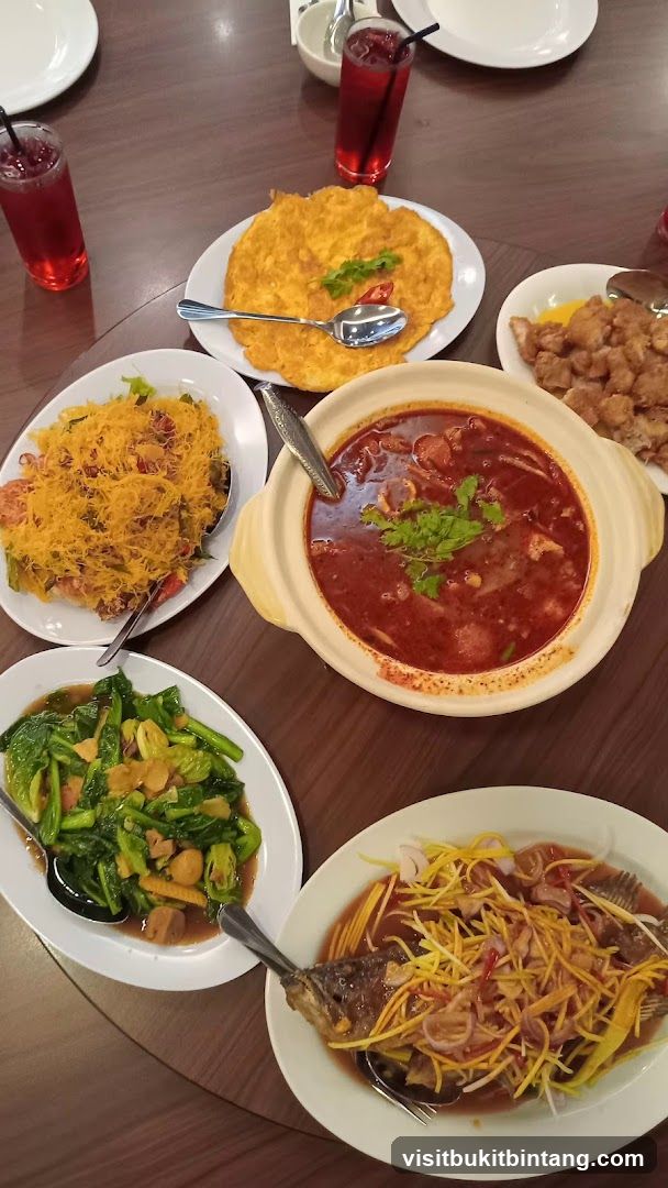 Table with various dishes and drinks