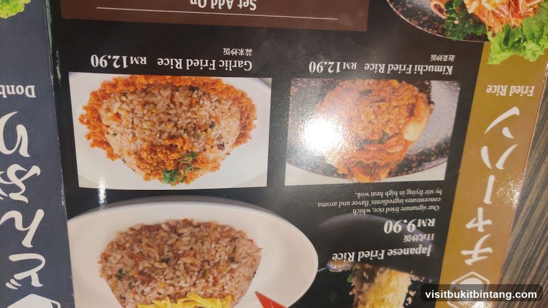 Fried Rice Menu