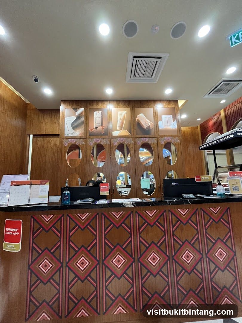 Counter with decorative panels and product displays