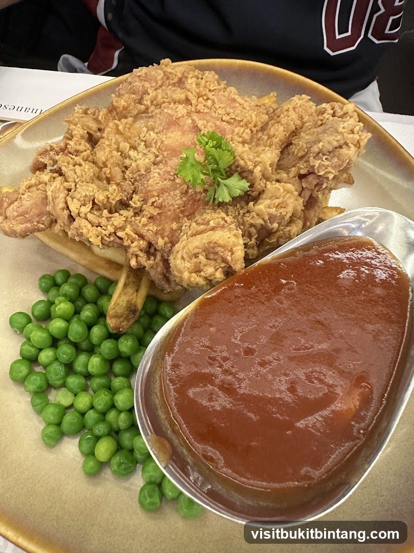 Fried Chicken with Peas and Fries