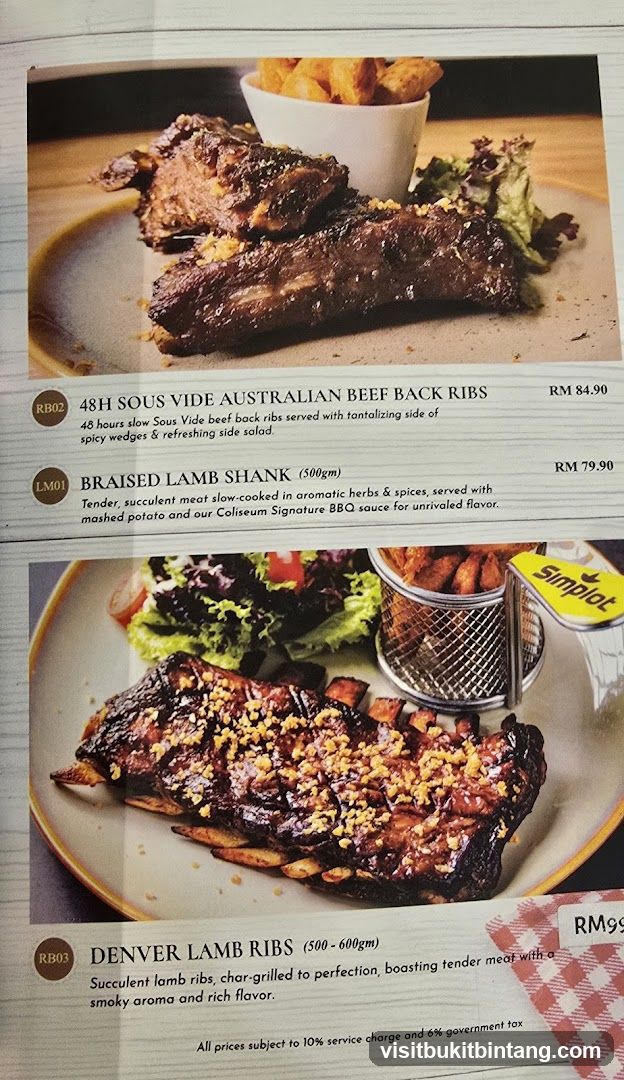 Ribs and Lamb Shank Menu
