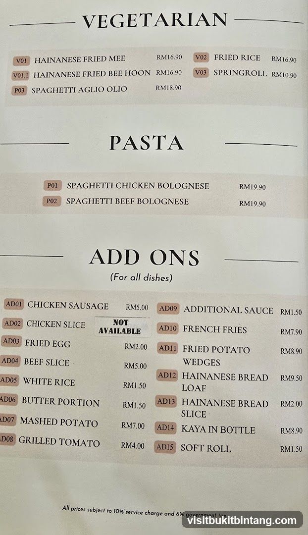 Vegetarian Menu