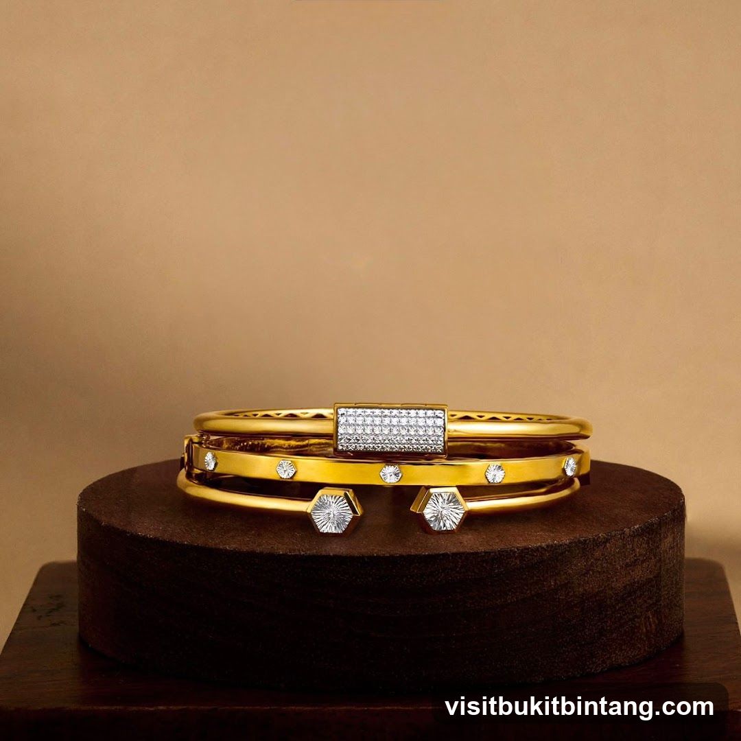 Gold Bangles with Diamonds