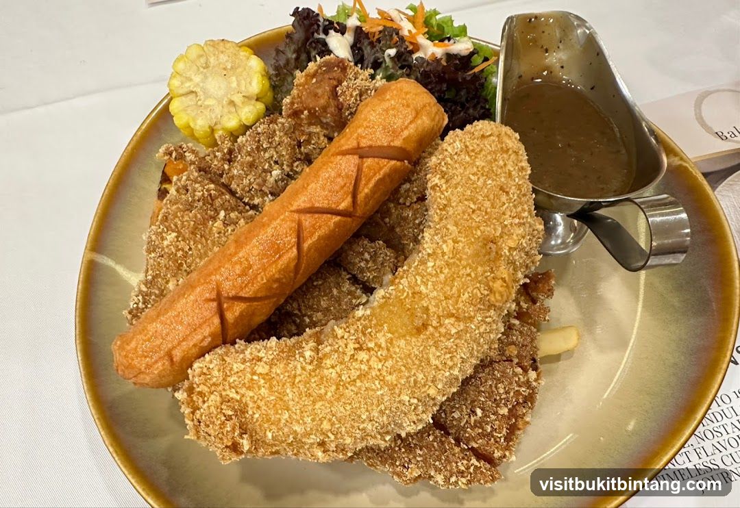 Fried Platter with Sausage and Salad