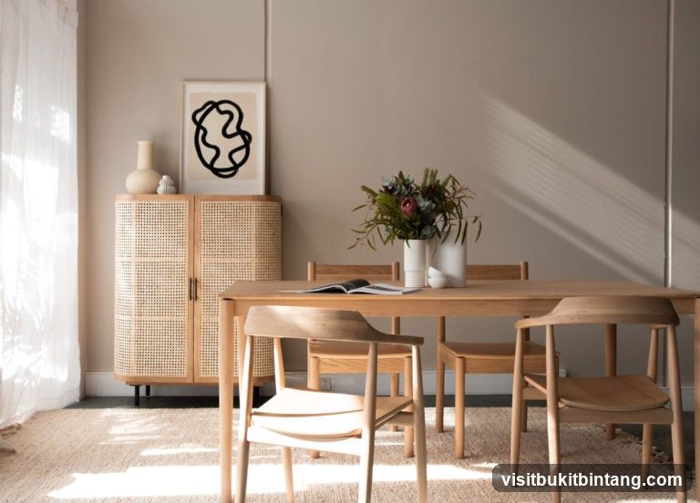 Modern Dining Room with Cane Cabinet