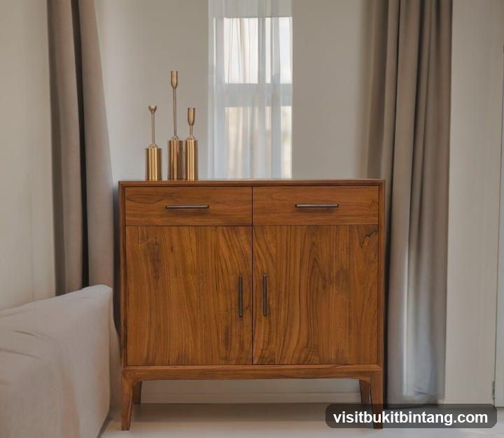 Wooden Cabinet with Candlesticks