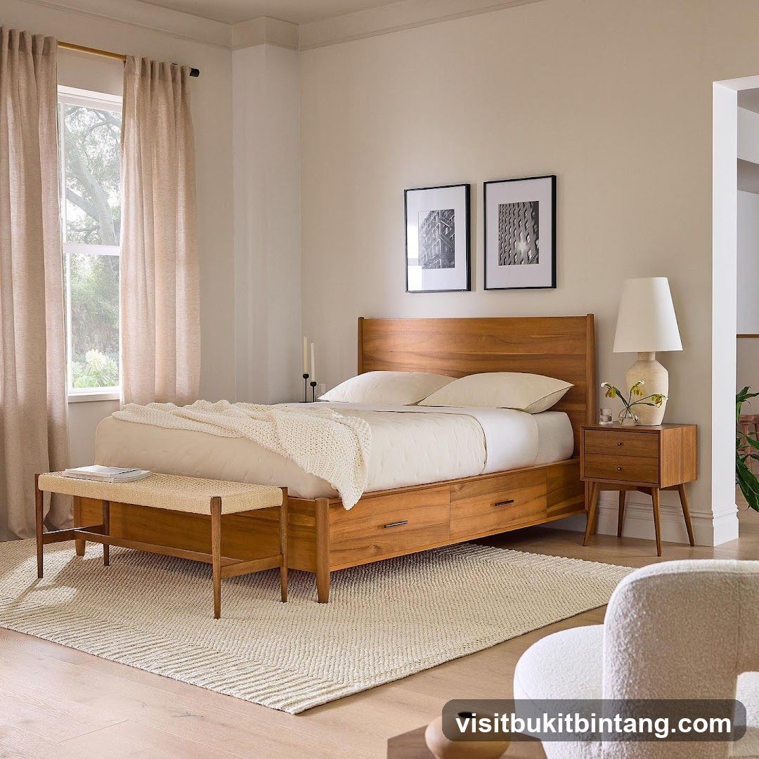 Modern Bedroom with Wooden Furniture