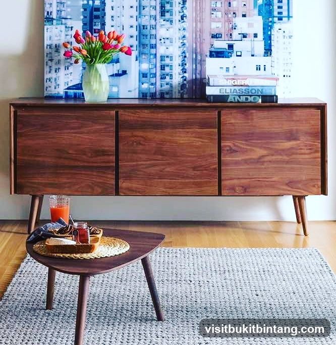 Mid-century modern credenza with decor
