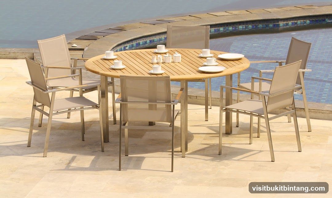 Outdoor Dining Set by Pool