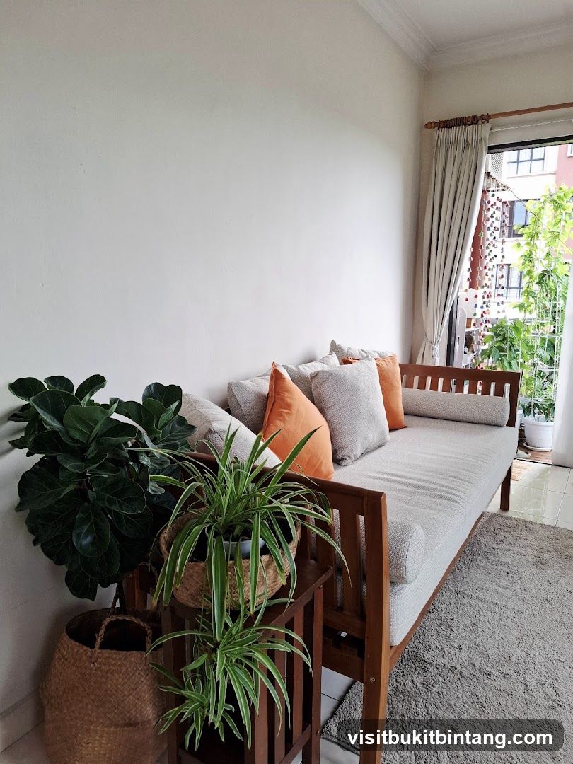 Living Room Daybed with Plants