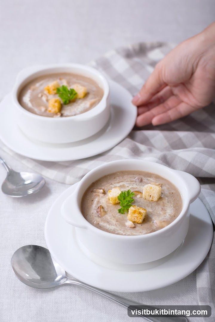 Mushroom Soup with Croutons