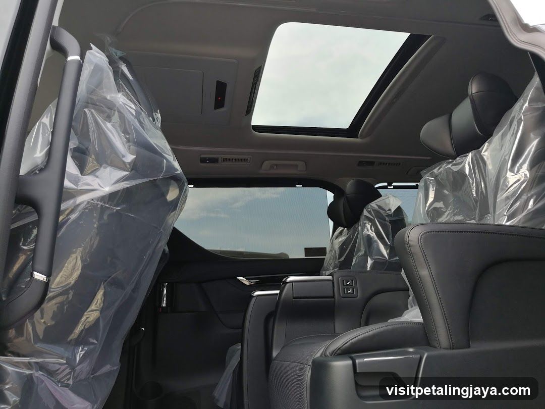 Interior of a vehicle with protective plastic covering seats