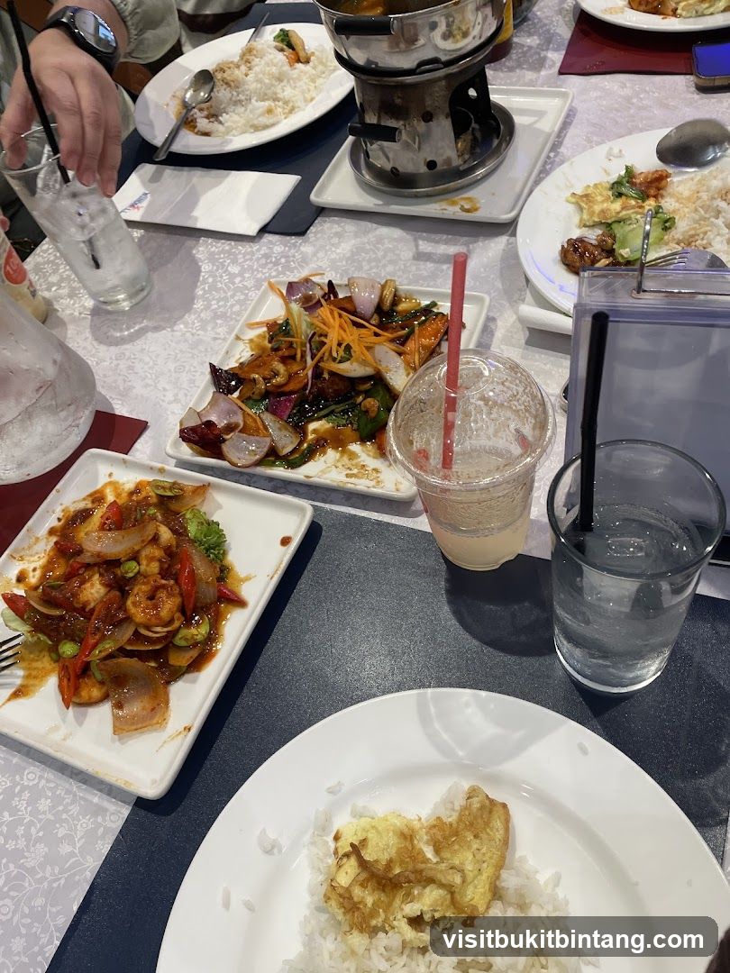 Table with food and drinks