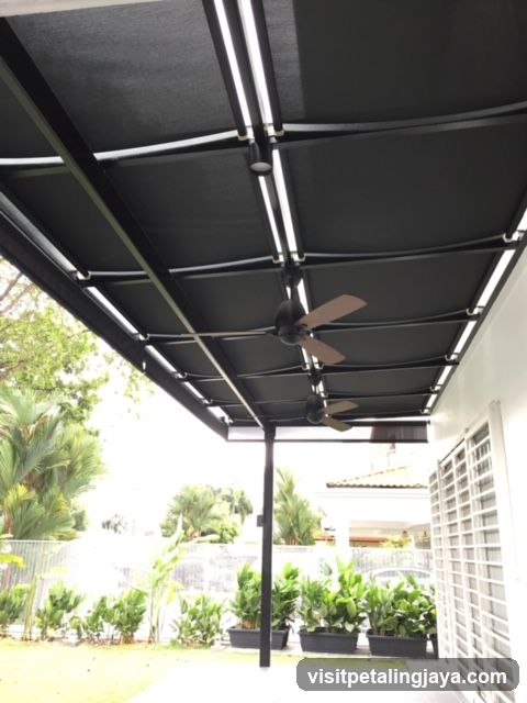 Outdoor Carport with Ceiling Fan