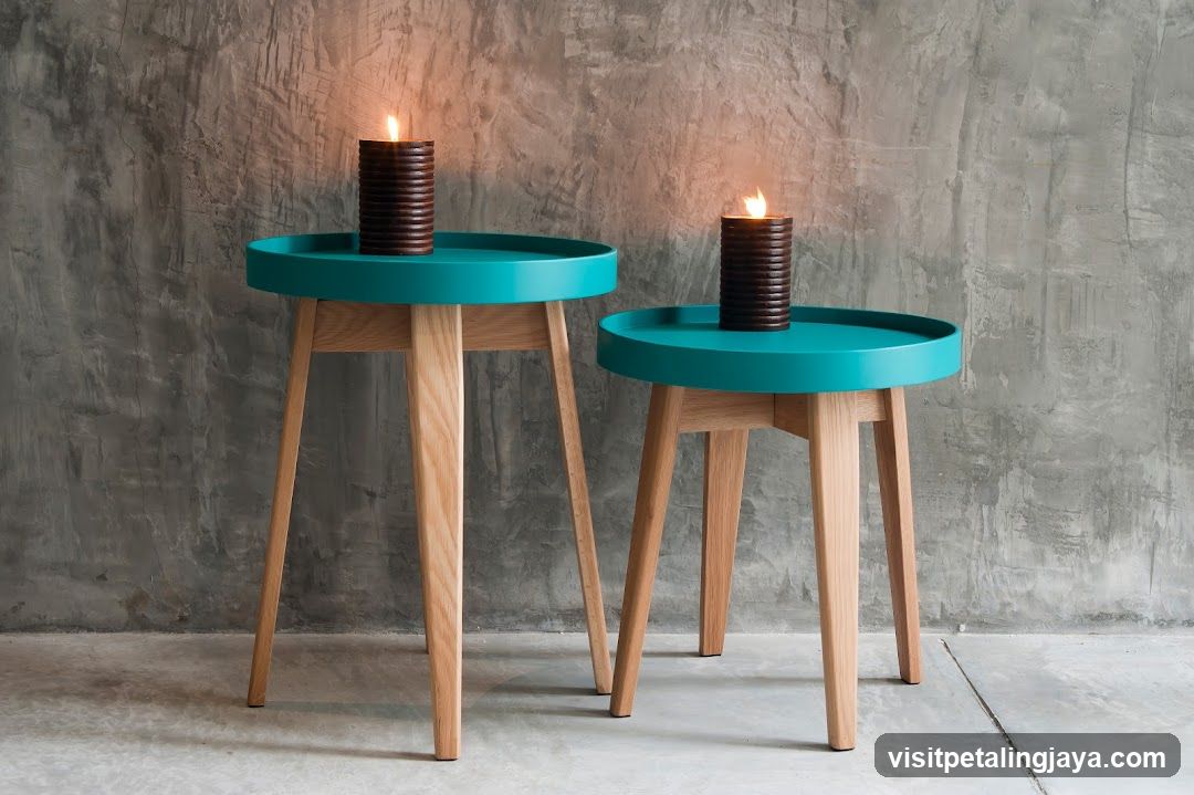 Teal Side Tables with Candles
