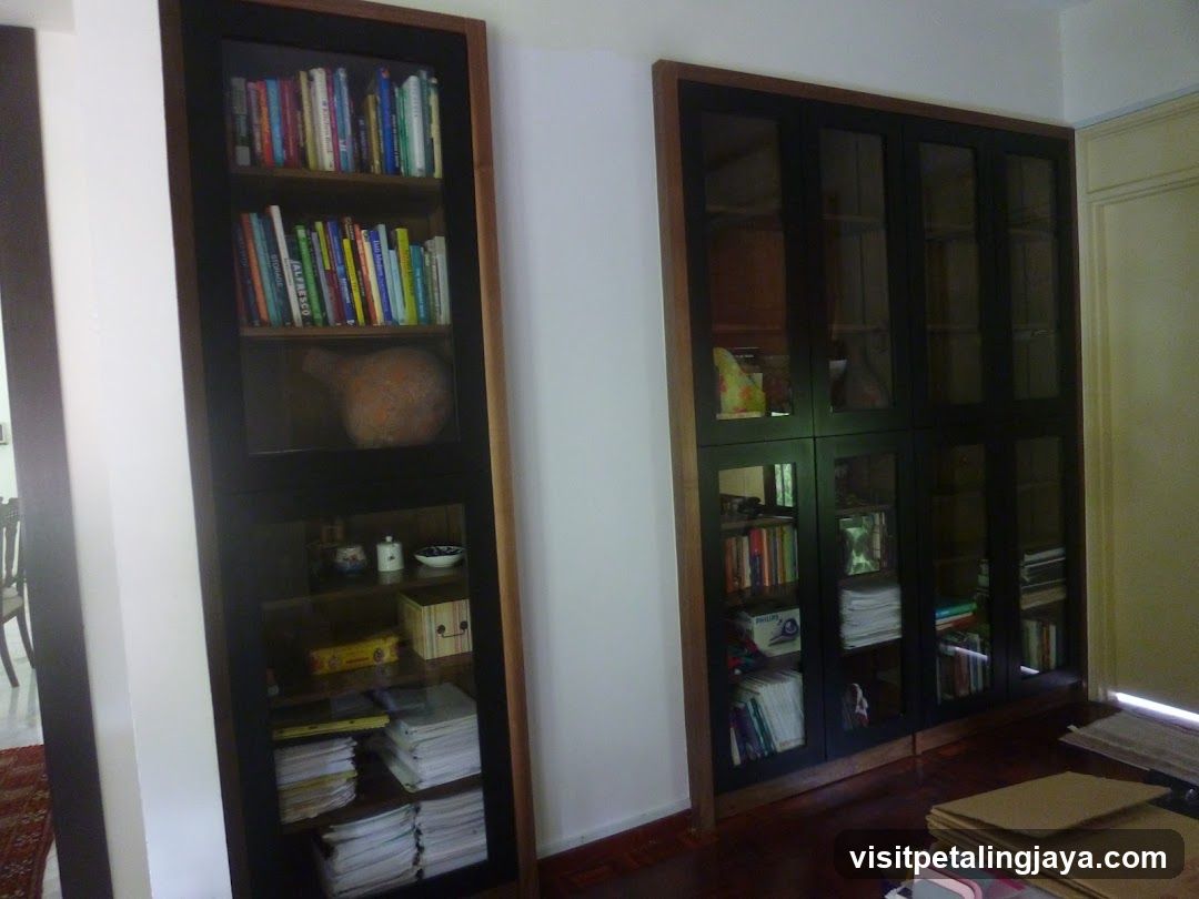 Bookshelves in a room