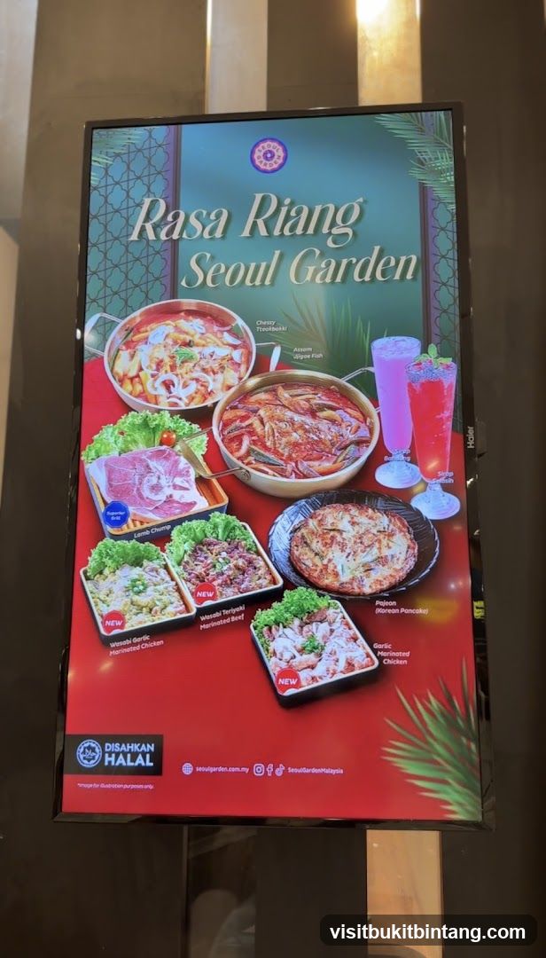 Seoul Garden Menu Display