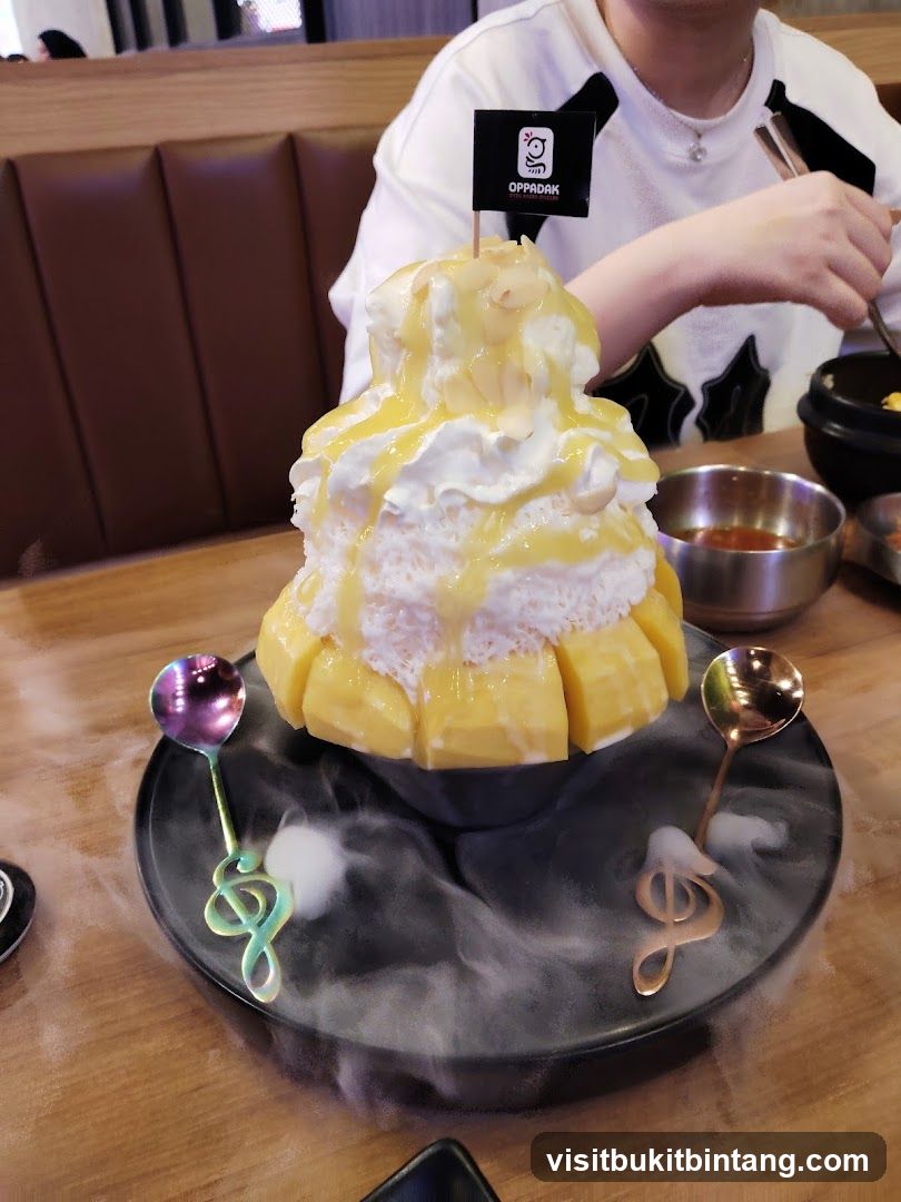 Mango Bingsu with Whipped Cream and Almonds