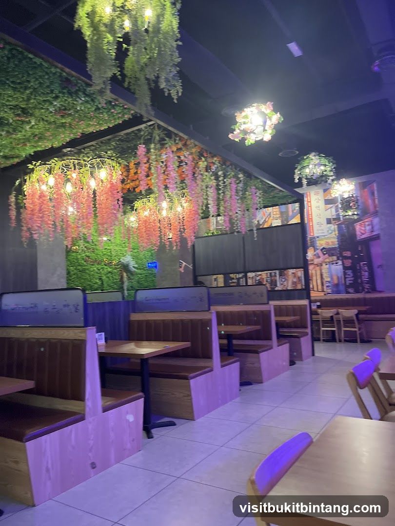 Restaurant Interior with Floral Decor