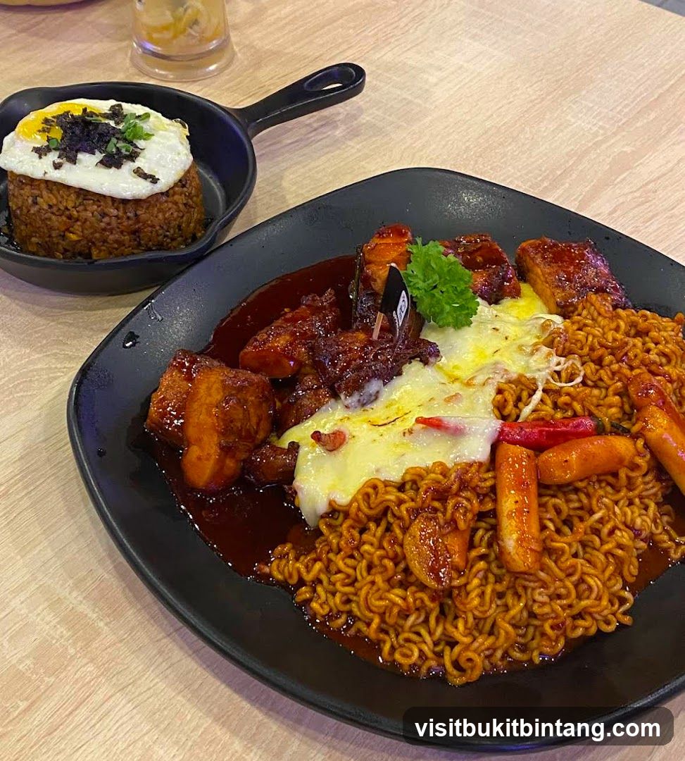 Spicy Korean Noodles with Fried Rice