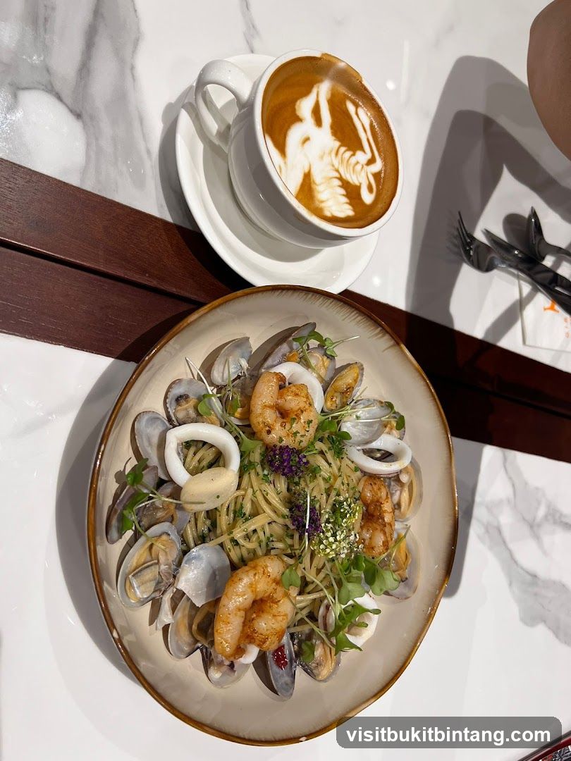 Seafood Pasta and Latte Art