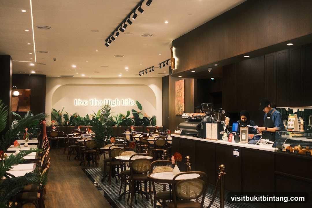 Cafe Interior with Neon Sign