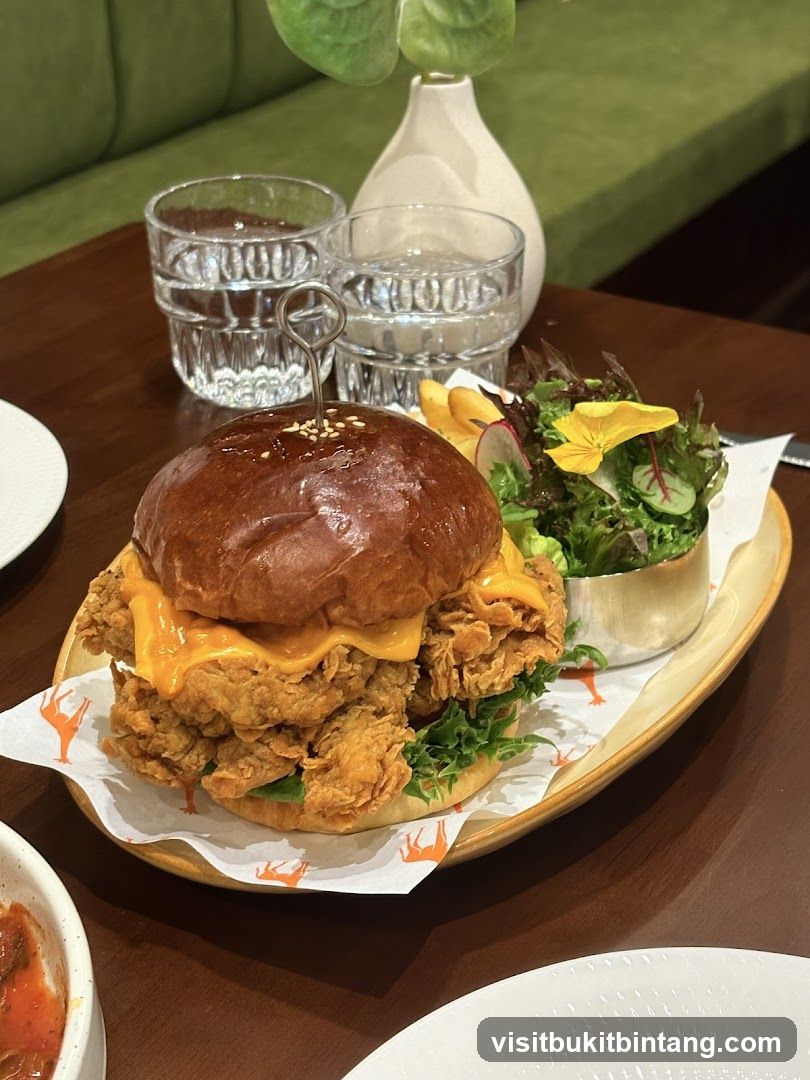 Crispy Chicken Burger with Salad