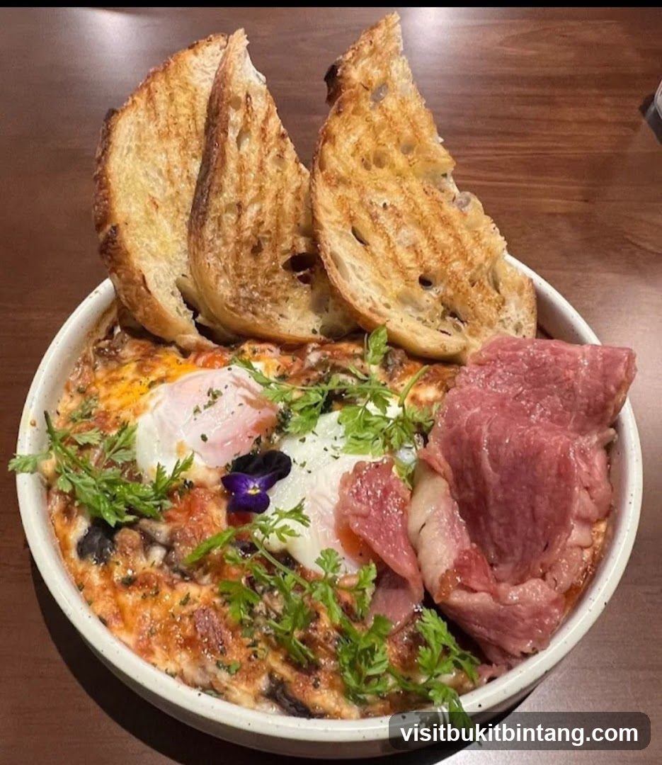 Baked Eggs with Bacon and Toast
