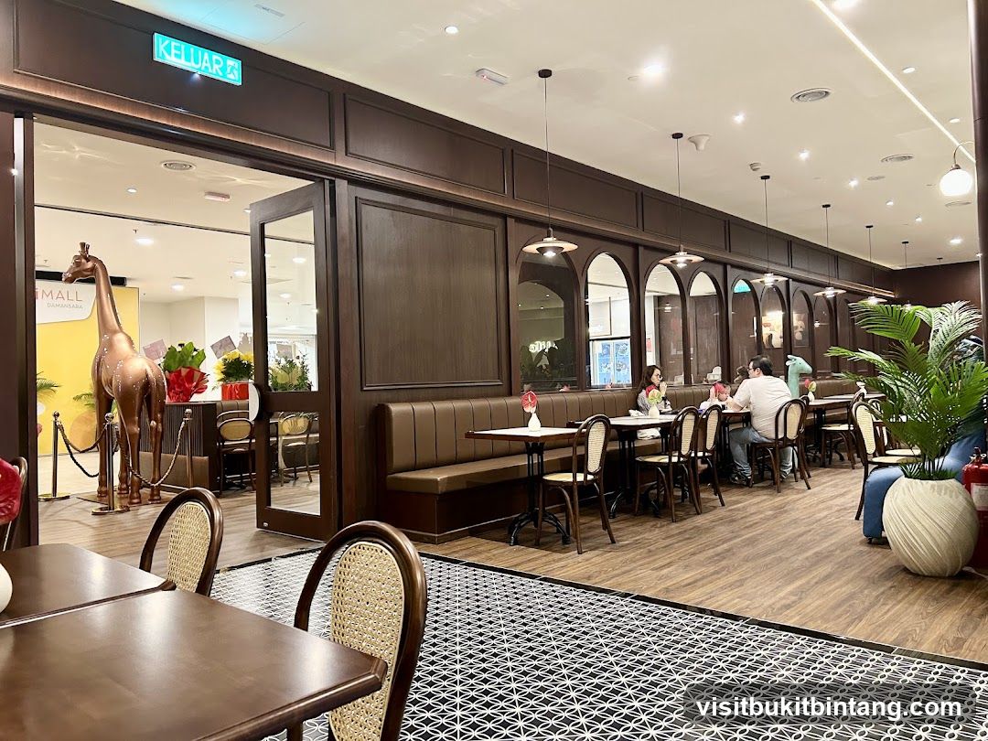 Restaurant Interior with Giraffe Sculpture