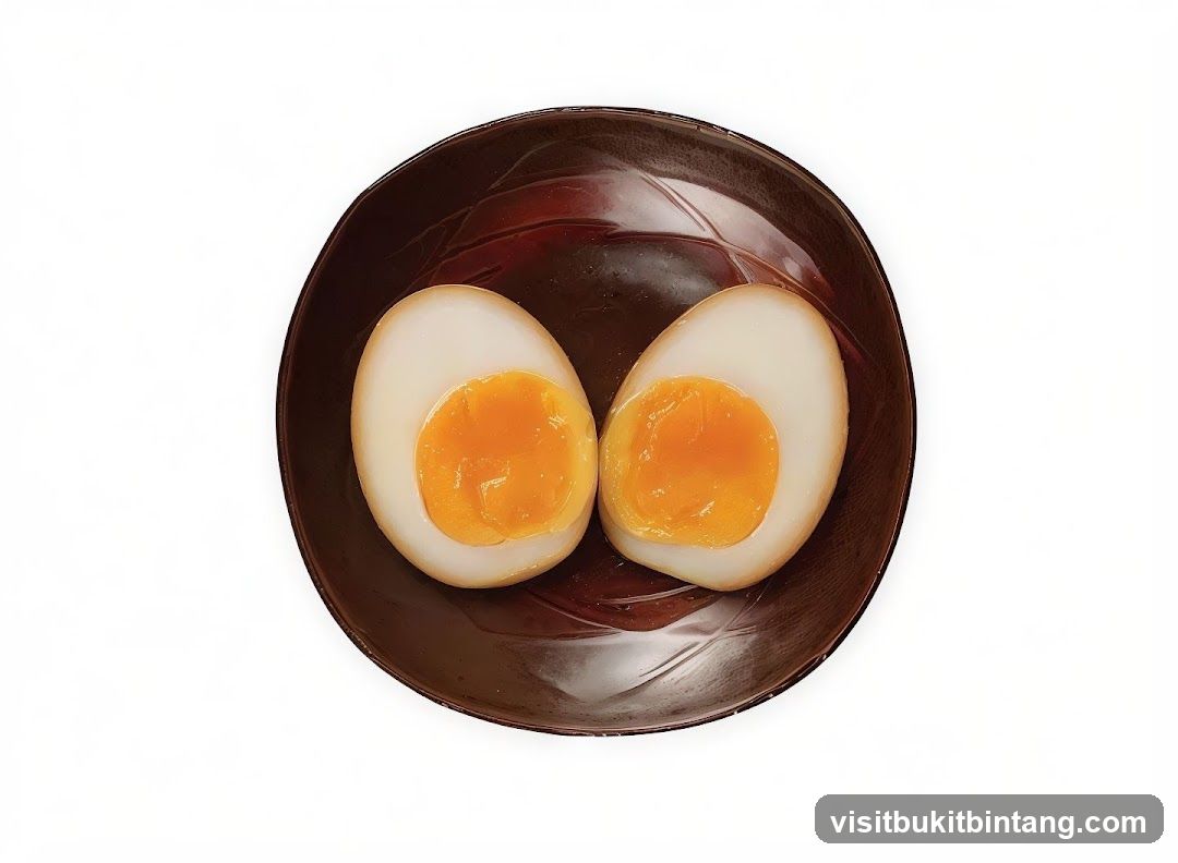 Two Halved Ramen Eggs