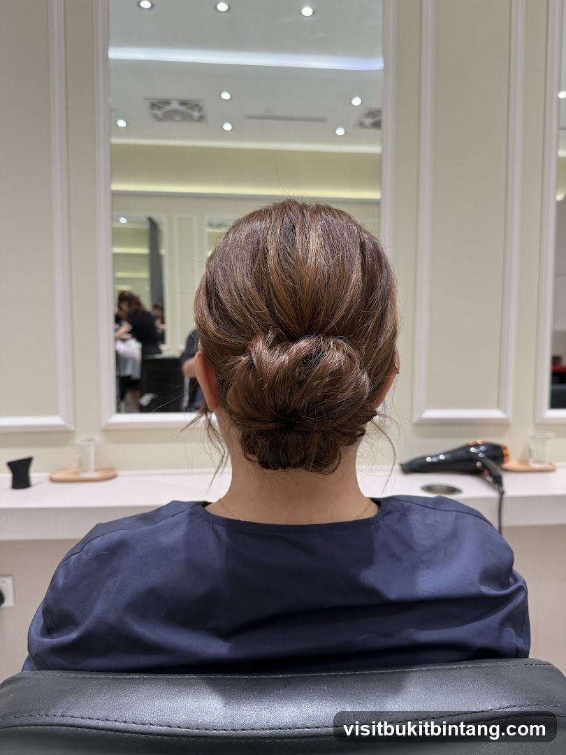 Woman with a neat bun hairstyle