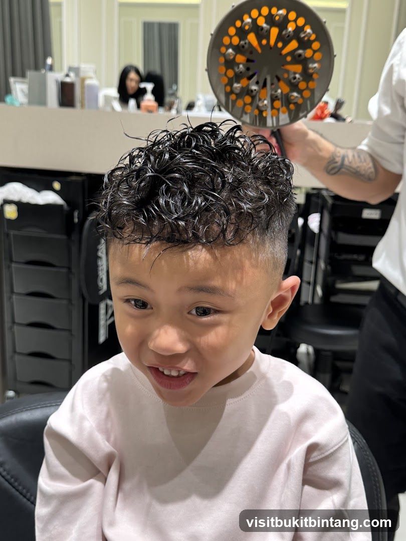 Child getting hair styled