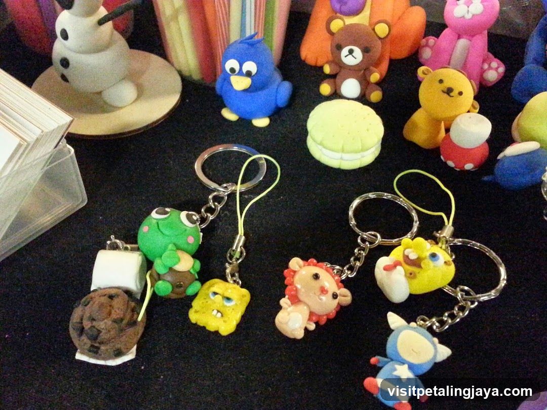 Cute Clay Keychains and Accessories Display