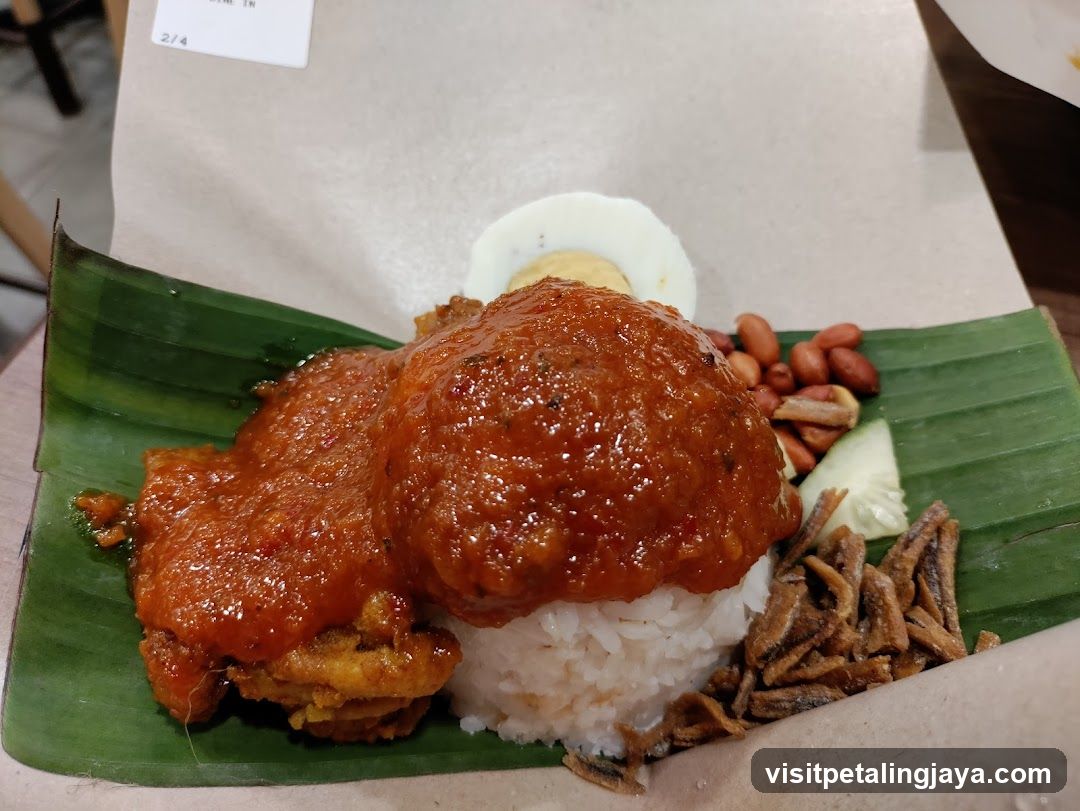 Nasi Lemak on Banana Leaf