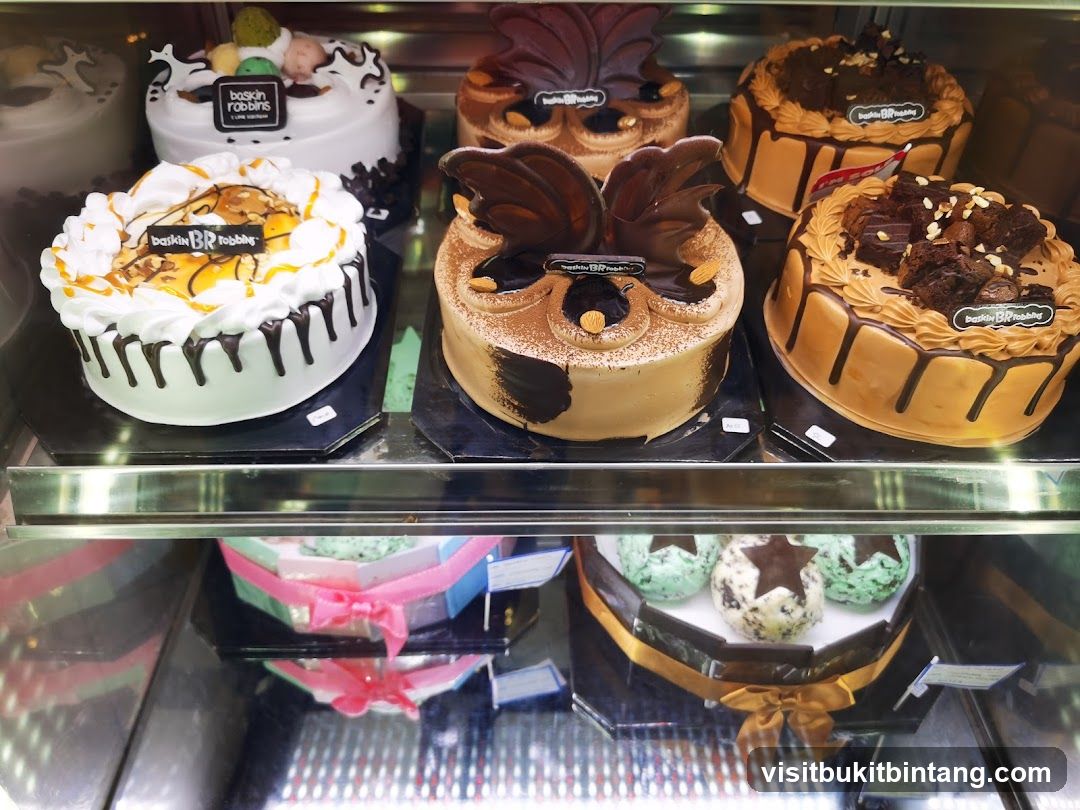 Assortment of Cakes in a Display Case