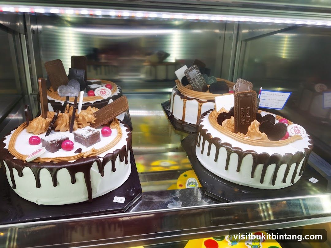 Cakes in a Display Case
