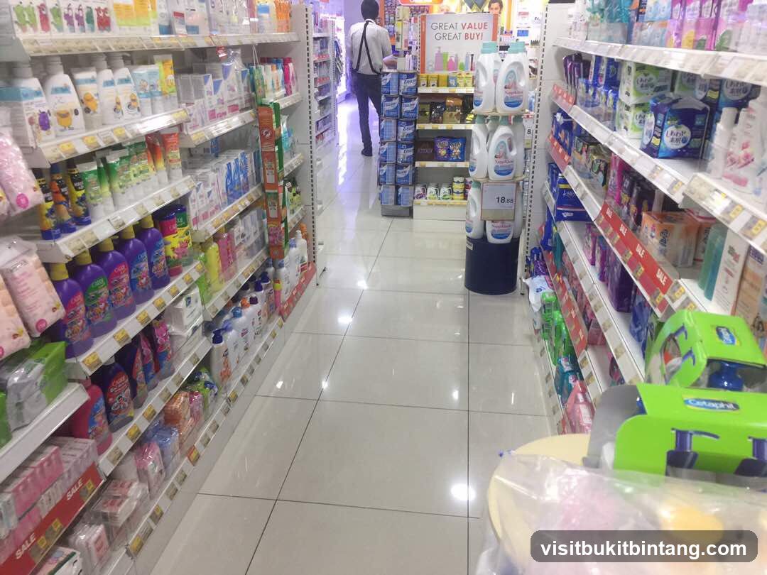 Aisle of cleaning and personal care products