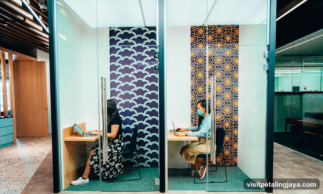 Office Pods with Patterned Walls