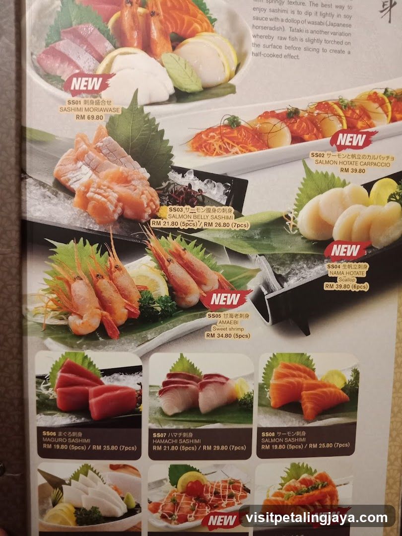 Sashimi Menu