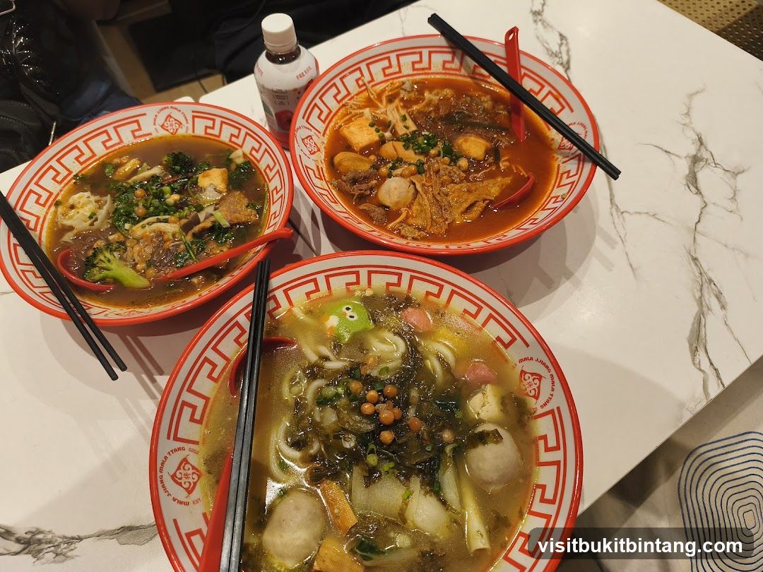 Three bowls of noodles