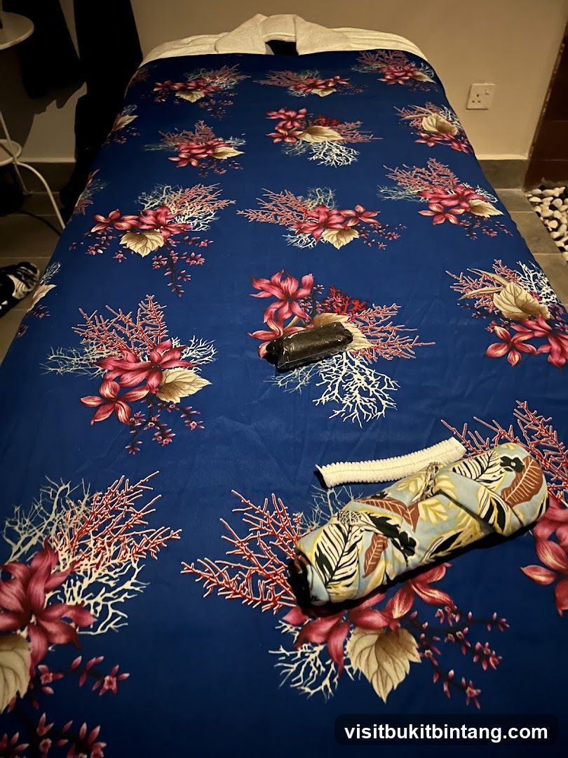 Massage Table with Floral Print Sheet
