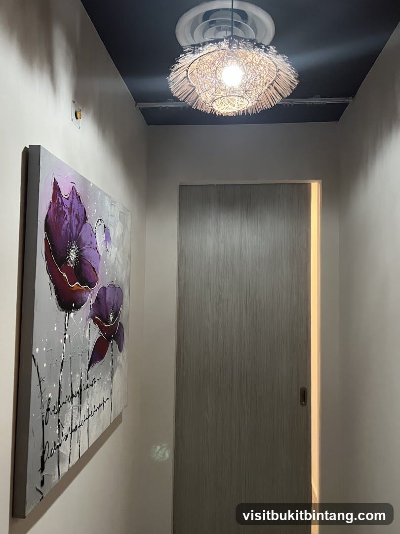 Hallway with Artwork and Door
