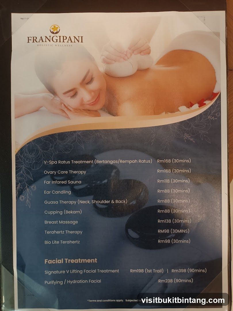 Frangipani Holistic Wellness Menu