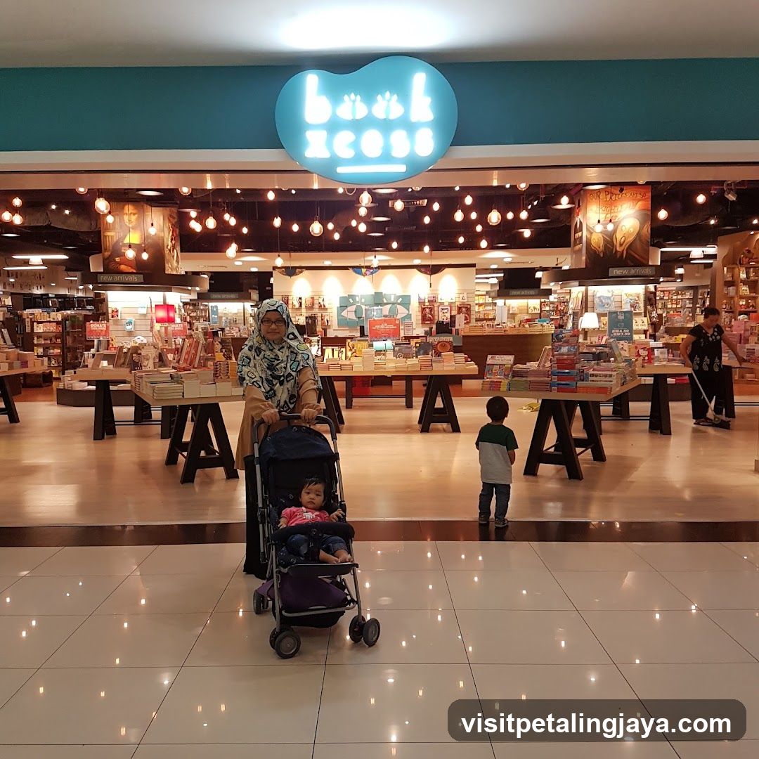 Bookstore Interior with Stroller and Child