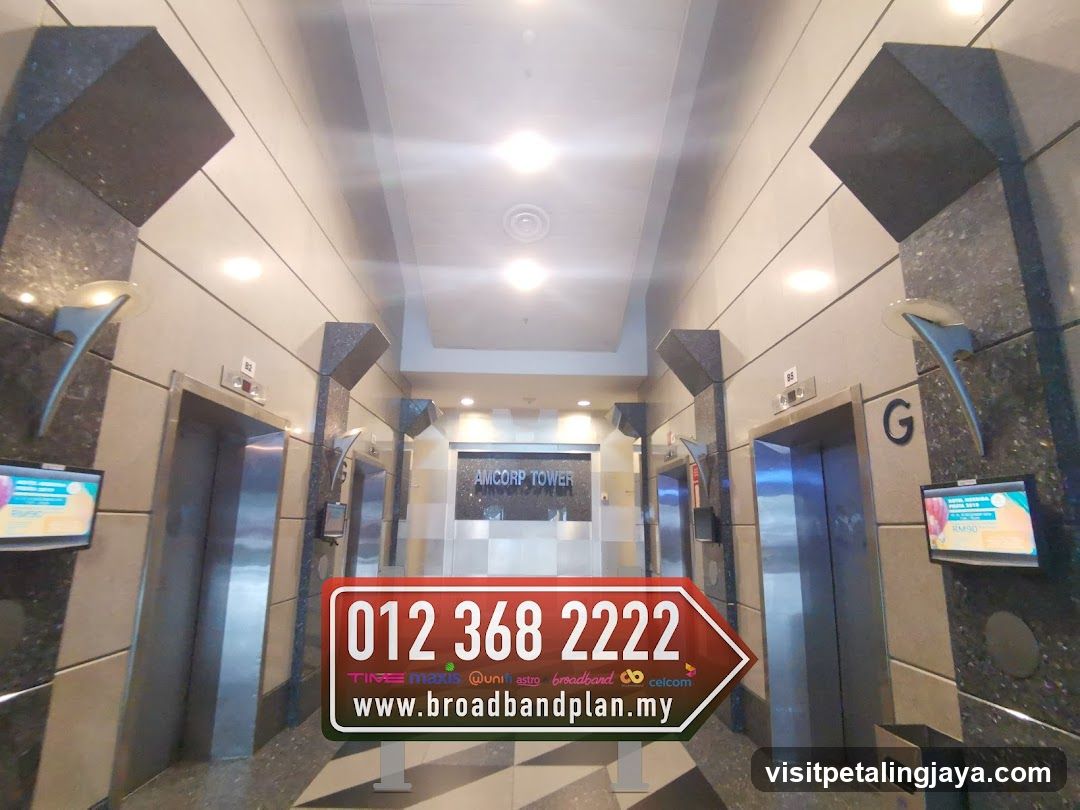Elevator Lobby Interior with Advertising Sign